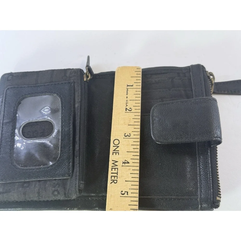 Fossil Long Live Vintage 1954 Emory Black Leather Lambskin Clutch Wallet Bifold